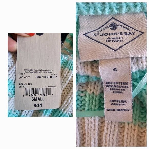 St johns Bay womens Sz S knit pullover sweater cotton blend in color Balmy Sea - Picture 8 of 8